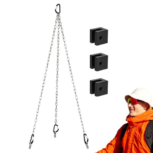 Outdoor Cooking Tripod Camping Picnic Bonfire Rack Pot Cookware Hanging Stand - Picture 3 of 15