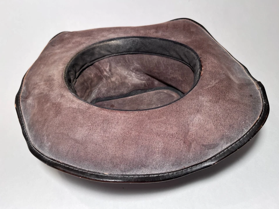 Raro sombrero de vaquero antiguo de cuero americano occidental para hombre, 58 cm MD/LG • alrededor de 1900 Foto 3 de 4