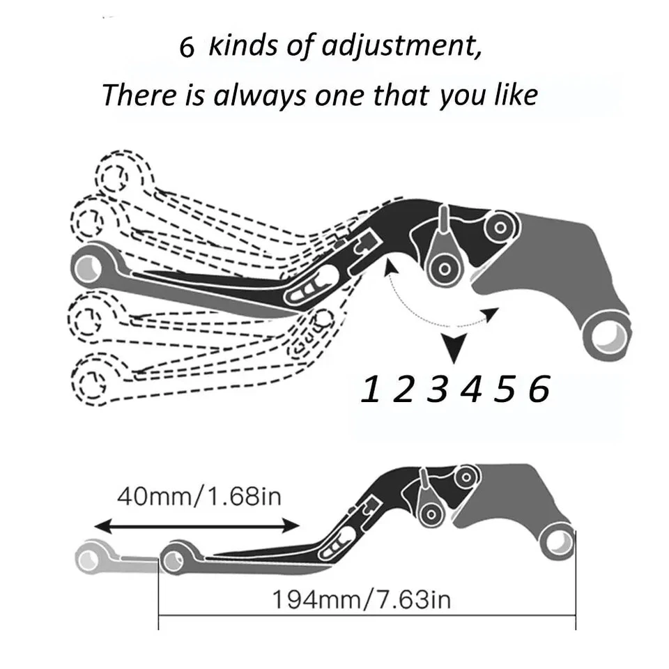 Palancas de embrague de freno extensibles plegables para motocicleta KAWASAKI ZZR 600 1990-2009 Foto 4 de 4