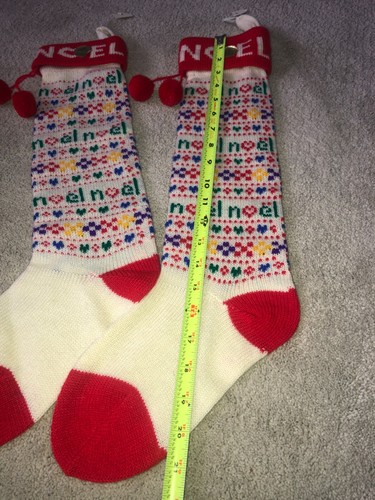 Vintage 1987 A Summit Collection Exclusive Christmas Stockings Set (2) Noel Knit - Picture 4 of 12