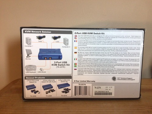 NEW TRENDnet TK-207K 2-Port USB KVM Switch Kit VGA/USB - 第 2/10 張圖片
