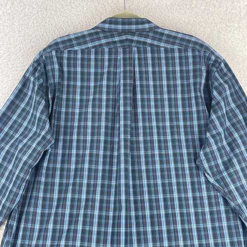 Lands' End Blue Plaid Button-Up Tailored Fit Shirt Men Long Sleeve Size XXL - Picture 12 of 13