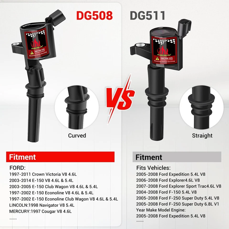 Bobina de encendido DG511 8 piezas con bujías de platino para Ford F-150 2004-2008 5,4 L Foto 3 de 4