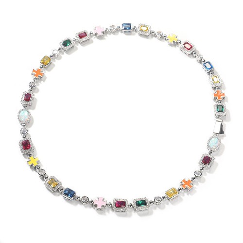 Hip Hop Cross Tennis Chain Necklaces Bracelet Colored Gemstone Men Women Jewelry - Picture 17 of 19