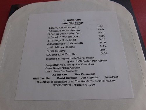 J. Bone Cro - Late Night Songs Womb Tunes 1996 Rockadelic Lost Vas Deferens - Imagen 4 de 6