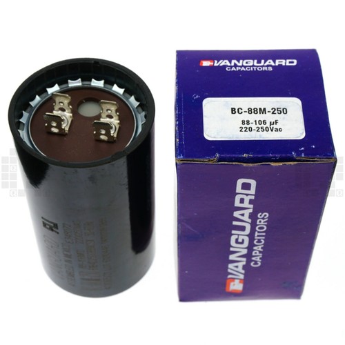 Condensador de arranque de motor eléctrico Vanguard BC-88M-250, 88-106 UF, 220-250 VAC - Imagen 2 de 12