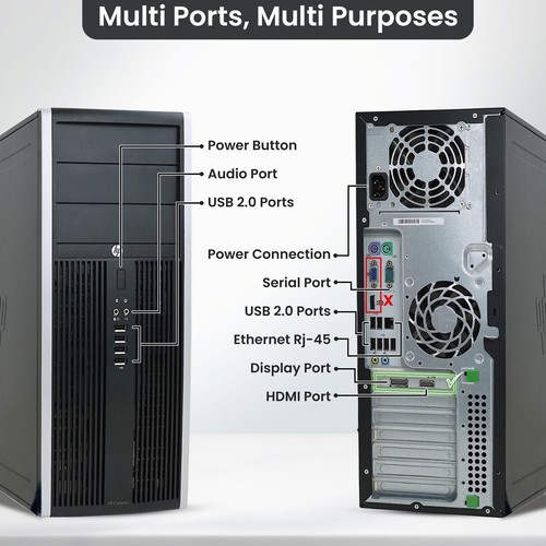 HP Tower Desktop Gaming PC i5-2nd 16GB 256GB SSD 500GB NVIDIA GT 1030 Windows 11 - Picture 2 of 8