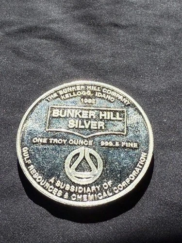 Vintage U.S Bunker Hill Refining Company *  1oz .999 Silver Coin * Super Rare *