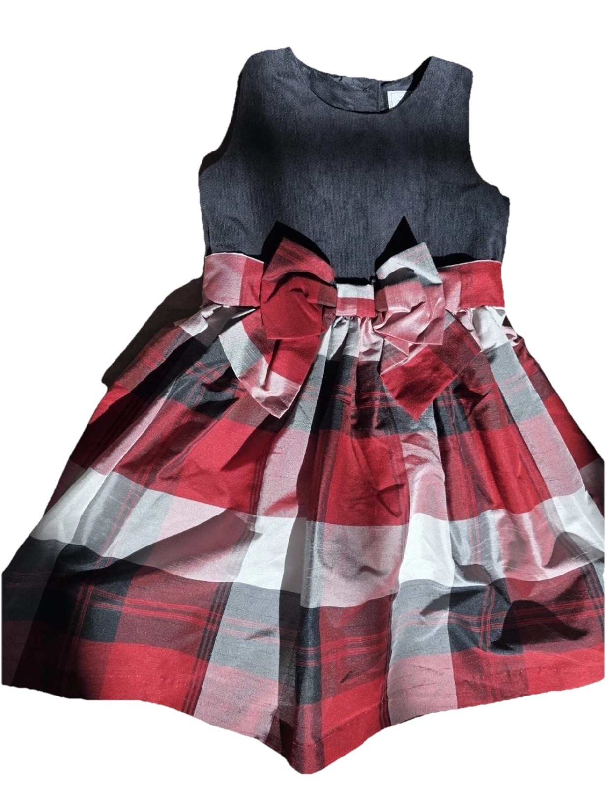 Gymboree Girls Holiday Christmas Lined Dress Plaid Dress w/ Bow Size 6
