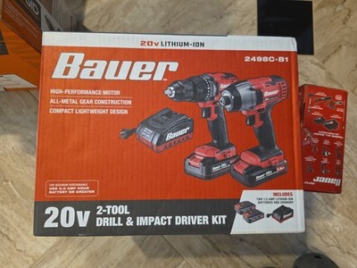 Bauer 2498C B1 20V 2 Tool Drill & Impact Driver Kit 1.5 Ah Battery Brushless