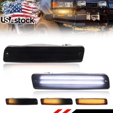 Smoke Switchback LED DRL Bumper Signal Lights For 91-97 Toyota Land Cruiser FJ80