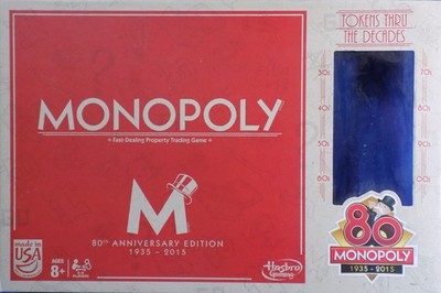 Monopoly 80th Anniversary Board Game w/ 8 Tokens 100% Complete VTG 2015 Hasbro