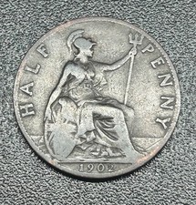 1902 Edward VII Half Penny Coin.   #555