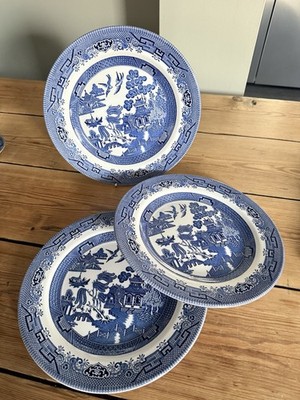 BLUE WILLOW Speiseteller Churchill England 26 cm Durchmesser 3er Set