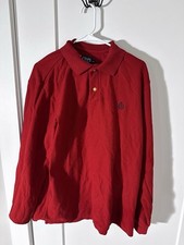 Vintage Chaps Men’s XL Red Dress Shirt Long Sleeve Crest Logo Y2K Retro Prep