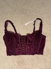 Victoria's Secret Burgundy Lace Corset Top Size Medium-DD    NEW WITH TAGS   