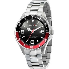 Orologio Uomo SECTOR 230 R3253161021 Bracciale Acciaio Nero Rosso Sub 100mt
