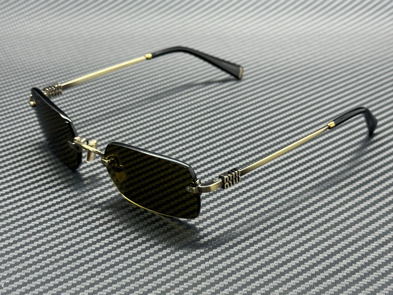 Miu Miu — MIU MIU MU B50S 26C09Z Old Gold Dark Brown Women's 52 mm Sunglasses