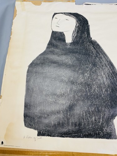 Artist Signed Dated Charcoal Litho Print "A PILLAR OF SALT" Unframed + Raw State - Picture 2 of 10