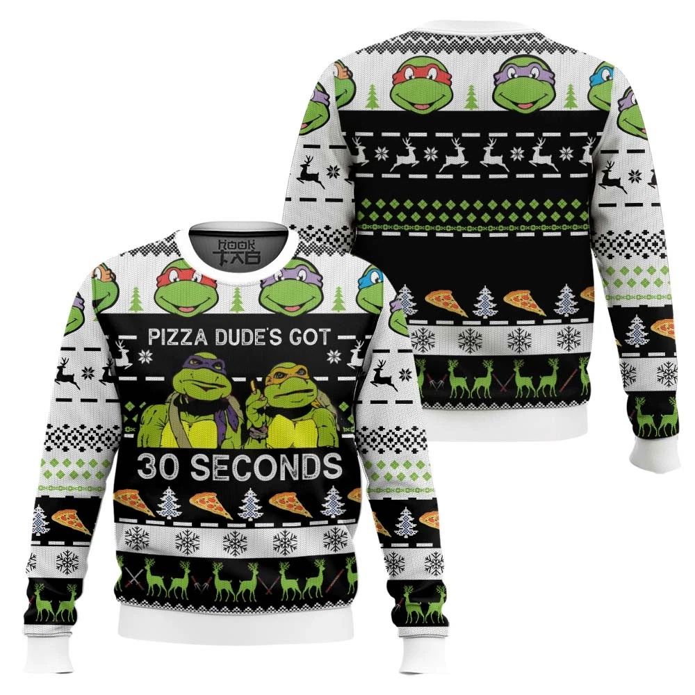 Pizza Dude’s Got 30 Seconds Ninja Turtles Ugly Christmas Sweater