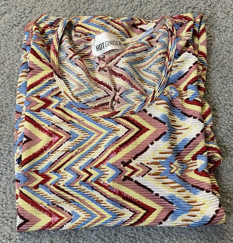 Vtg 1970s Pleated Chevron Dress Woman’s 1X Handkerchief Hem Fairy Beach READ - Picture 12 of 12