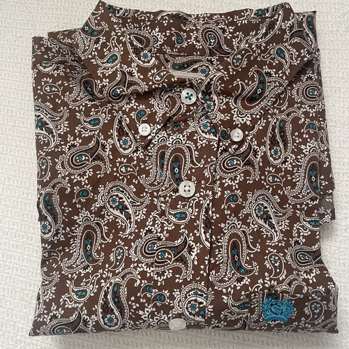 NWT Cinch Brown Paisley Boys Button Down Long Sleeve Western/Rodeo Shirt Size 12