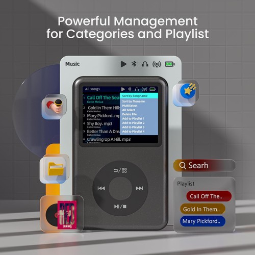Reproductor de Mp3 con Bluetooth Y1 128G Reproductor de Música Digital Portátil Mini HiFi Sou... - Imagen 2 de 8