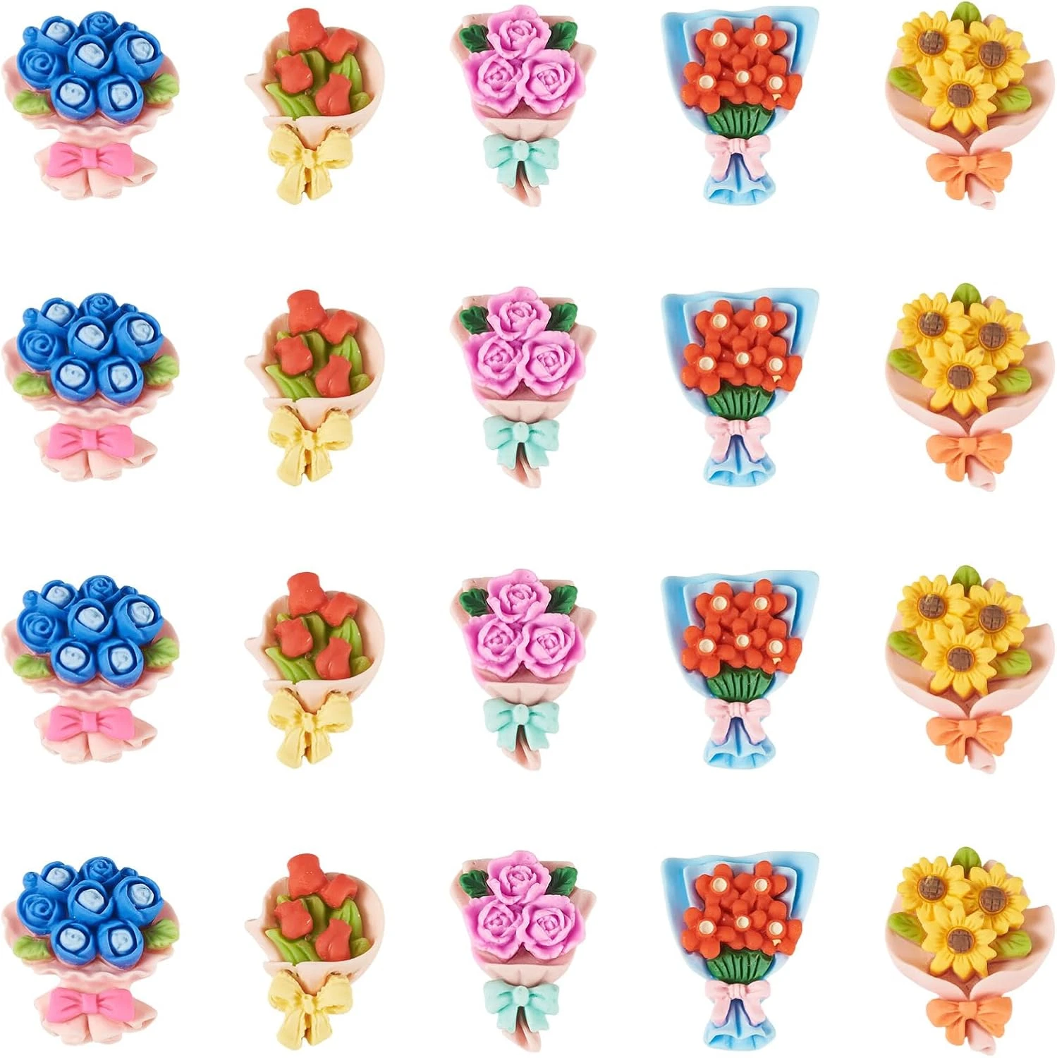 20Pcs Mini Resin Flowers Cabochon Opaque Resin Bouquet Cabochon Spring Floral Ch image 8