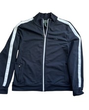 LRL Active Ralph Lauren Track Jacket Full Zip Black White L Stripe 90s Y2K Women