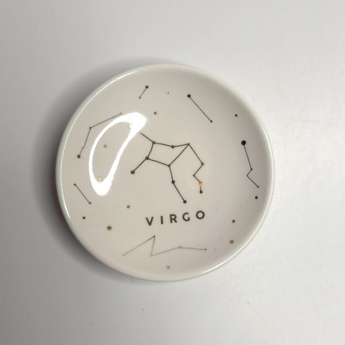 Lucky Feather Trinket Jewelry Plate Dish Virgo 3" Zodiac - Picture 2 of 4