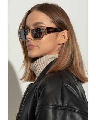 Saint Laurent Women Sunglasses Beige Havana Silver Square  display picture 2