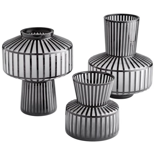 Lined Up Black Glass Vase-Modern Geometric Elegance - Picture 6 of 8