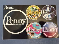 PENNY AUSTRALIA Glossy 6 Vinyl STICKER Sheet Skateboard Colorful Ephemera