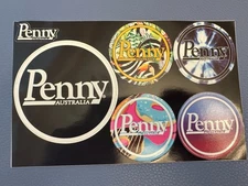 PENNY AUSTRALIA Glossy 6 Vinyl STICKER Sheet Skateboard Colorful Ephemera
