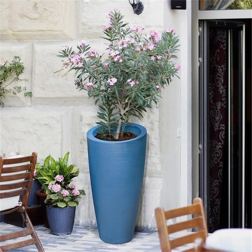 Mayne Modesto 32" Tall Modern Plastic Planter in Neptune Blue - Picture 4 of 8