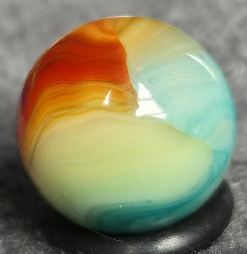 Beautiful Vintage Vitro Agate Tri Lite Aquamarine Marble .62” Great Condition - Picture 5 of 13