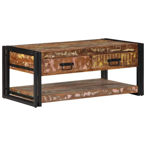 Tavolino Salotto Multicolore 90x50x38cm Legno Massello Recupero 2391861 - Foto 2 di 5