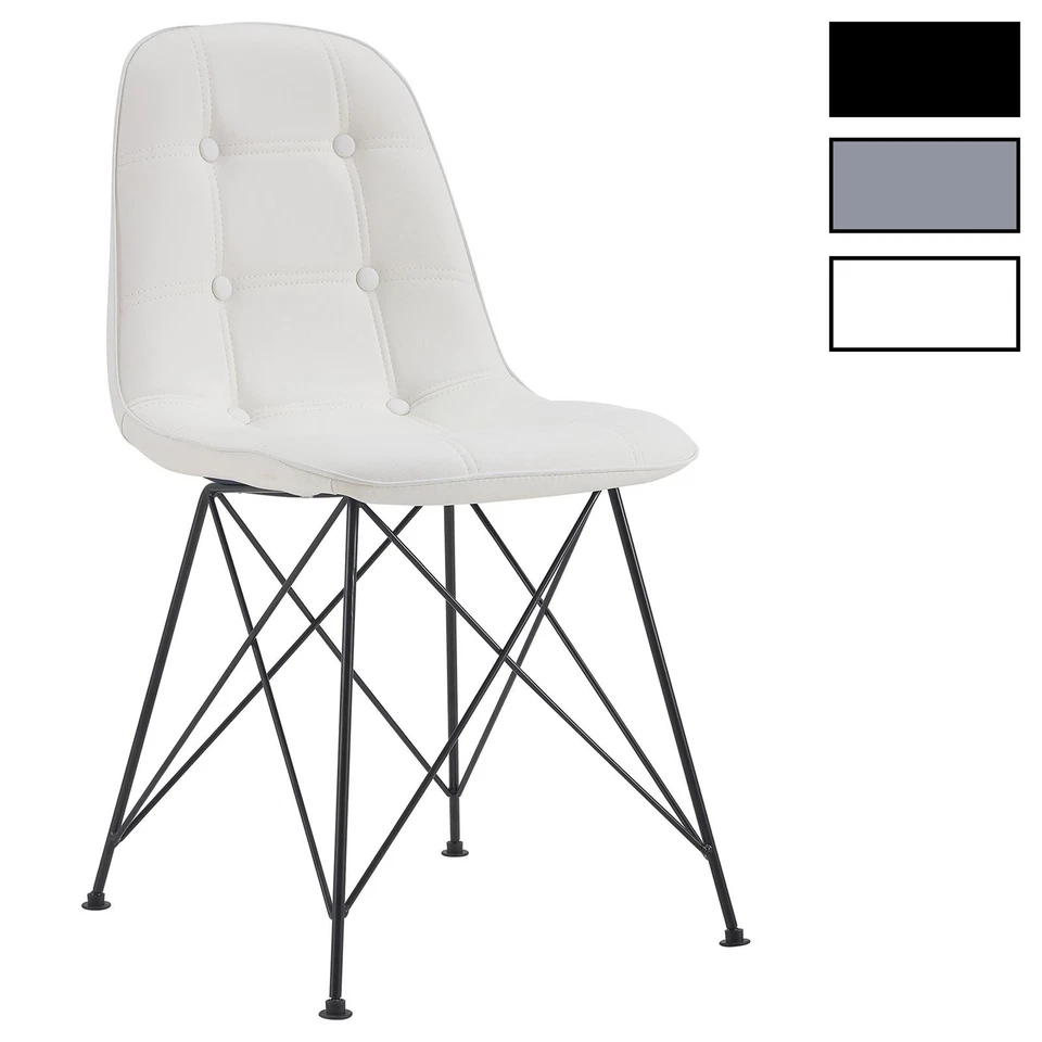 Lot de 4 chaises salle à manger IMRAN assise capitonnée en synthétique - Photo 1/1