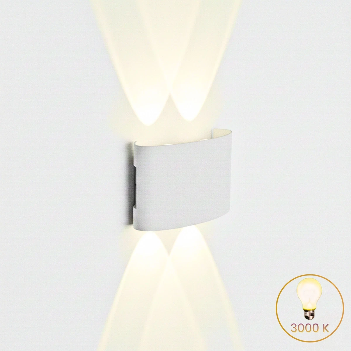 Applique da parete alluminio bianco interno/esterno IP65 12 W led angolo luce regolabile