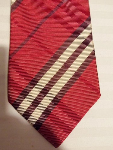 Burberry RED Nova Check WOVEN SILK ITALIAN TIE - 3 3/4 "