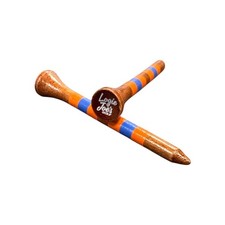 Orange Blue Stripe Premium Wooden Golf Tees 2 3/4 Standard Size 45 Pack Set