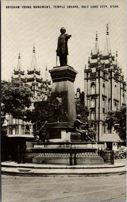 Brigham Young Monument Temple Square Salt Lake City UT Vintage Postcard