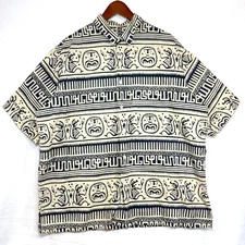 Vintage J Peterman XL Handmade Batik Shirt Aztec Reverse Print