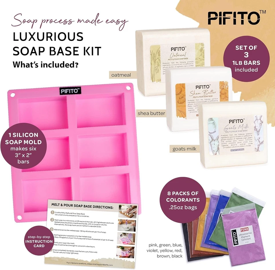 Elegant Soap-Making Supplies: 3 lbs Natural Melt & Pour Base + Colorants - Image 4 of 4