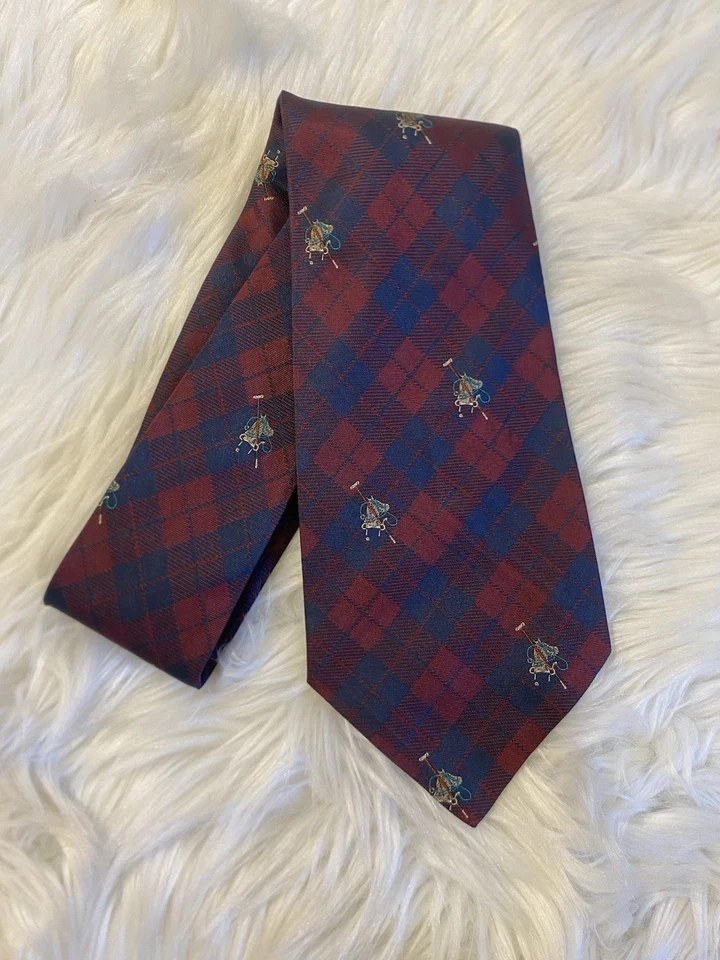 "Corbata de colección Polo Ralph Lauren Preppy tartán a cuadros roja y azul para hombre 58"" X 3,5""" Foto 2 de 4