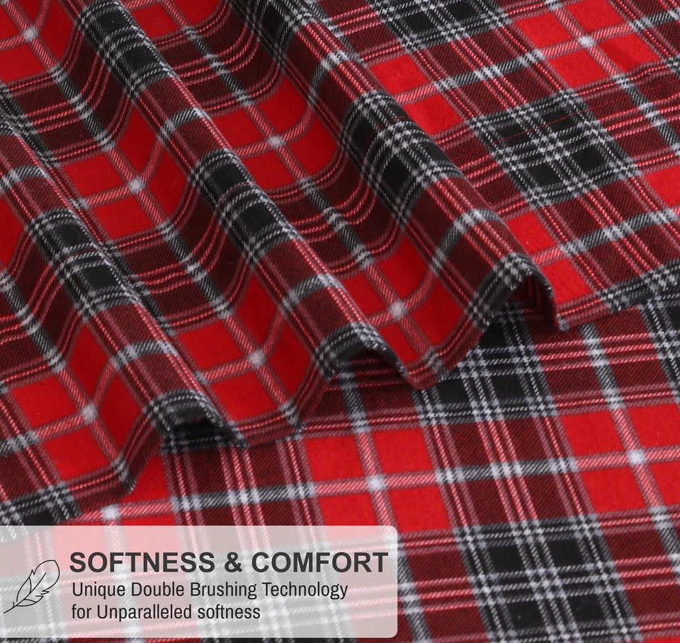 Sábanas de franela Ruvanti 100 % algodón 4 piezas tamaño queen, bolsillo profundo, cálidas, súper Foto 3 de 4