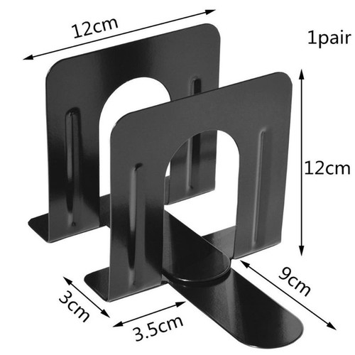 2Pcs Metal Bookends Stainless Steel Book Stopper Magazine Book Organizer Holder - Picture 2 of 8