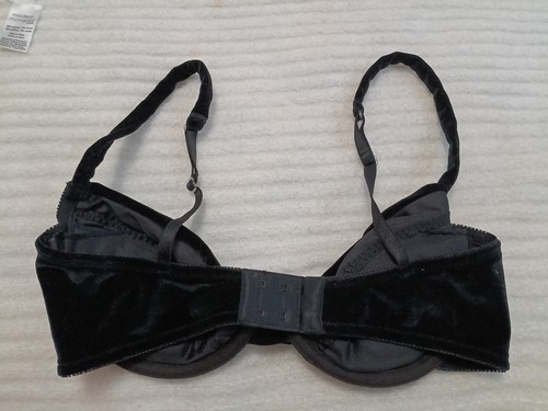 Vintage Victorias Secret Bra Womens 34C No Padding Underwire Black Velvet V - Picture 3 of 4