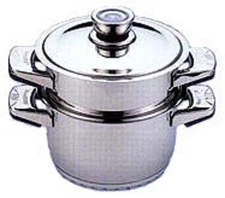 NEW Vintage Edelstahl BERGHOFF 18/10 Steel Double POT Steamer SMART THERMO KNOB