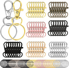 100PCS Swivel Clasps Lanyard Snap Hooks with Key Rings, Key Chain Clip Hooks Lob